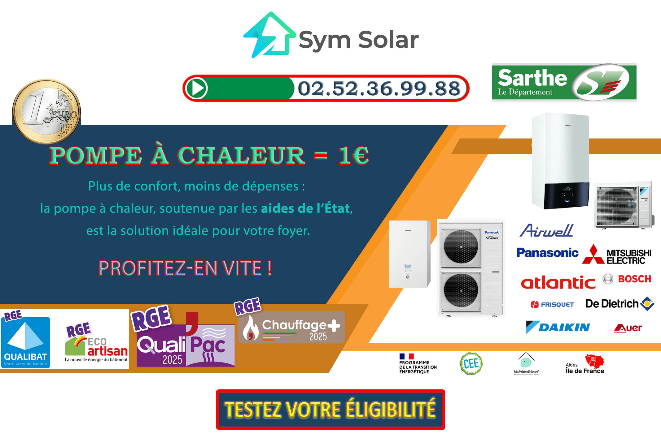 Pompe à chaleur 1 euro Fresnay Sur Sarthe 72130